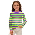 thumbnail image 1 of BOOMNY Mardi Gras Unisex Boys Girls Tshirts Long Sleeve T Shirts For Kids Carnival Striped Breathable Loose Fit Cozy Childrens Athletic Tees, 1 of 4