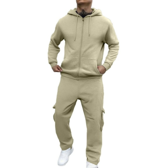 BOOMNY Men'S Sweatsuits Solid Color Fleece Lined Hoodies Baggy Sweatpants 2Pcs Gym Sweat Suits Running Jogging Fall Winter Athletic Tracksuit Outfits