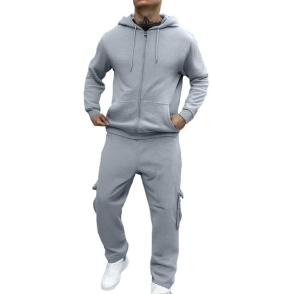 BOOMNY Men'S Sweatsuits Solid Color Fleece Lined Hoodies Baggy Sweatpants 2Pcs Gym Sweat Suits Running Jogging Fall Winter Athletic Tracksuit Outfits