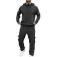 thumbnail image 1 of BOOMNY Men'S Sweatsuits Solid Color Fleece Lined Hoodies Baggy Sweatpants 2Pcs Gym Sweat Suits Running Jogging Fall Winter Athletic Tracksuit Outfits, 1 of 9
