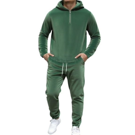 BOOMNY Men'S Sweatsuits Solid Color Fleece Lined Hoodies Sweatpants 2Pcs Gym Sweat Suits Warm Fall Winter Athletic Tracksuit Outfits