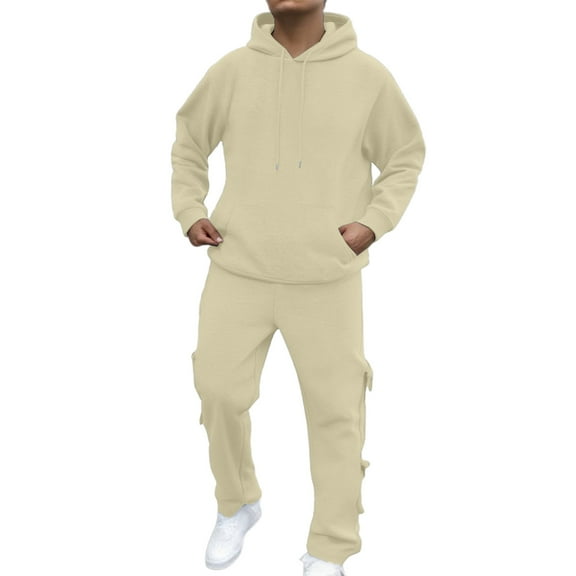 BOOMNY Men Sweatsuits Set Plus Size Hoodies Sweatpants 2Pcs Gym Sweat Suits Running Jogging Fall Winter Athletic Tracksuit Outfits