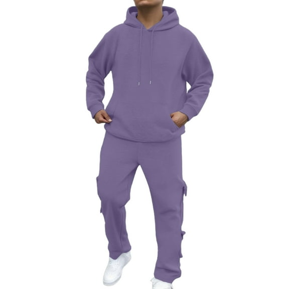 BOOMNY Men Sweatsuits Set Plus Size Hoodies Sweatpants 2Pcs Gym Sweat Suits Running Jogging Fall Winter Athletic Tracksuit Outfits