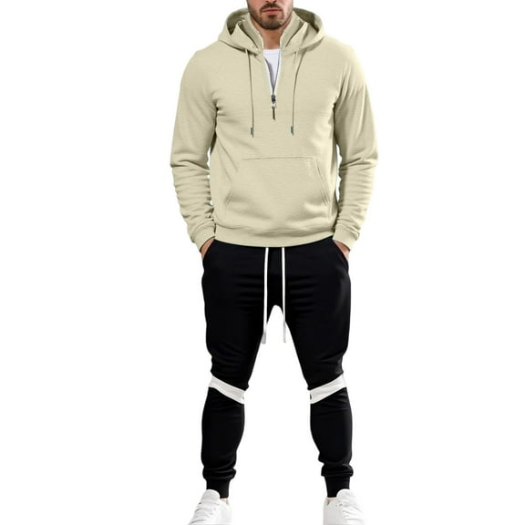 BOOMNY Men Sweatsuits Set Solid Color Hoodies Sweatpants 2Pcs Gym Sweat Suits Running Jogging Fall Winter Athletic Tracksuit Outfits
