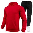thumbnail image 1 of BOOMNY Men Sweatsuits Set Solid Color Hoodies Sweatpants 2Pcs Gym Sweat Suits Running Jogging Fall Winter Athletic Tracksuit Outfits, 1 of 2