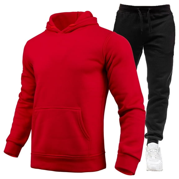 BOOMNY Men Sweatsuits Set Solid Color Hoodies Sweatpants 2Pcs Gym Sweat Suits Running Jogging Fall Winter Athletic Tracksuit Outfits