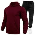 thumbnail image 1 of BOOMNY Men Sweatsuits Set Solid Color Hoodies Sweatpants 2Pcs Gym Sweat Suits Running Jogging Fall Winter Athletic Tracksuit Outfits, 1 of 2