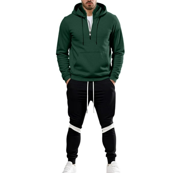 BOOMNY Men Sweatsuits Set Solid Color Hoodies Sweatpants 2Pcs Gym Sweat Suits Running Jogging Fall Winter Athletic Tracksuit Outfits