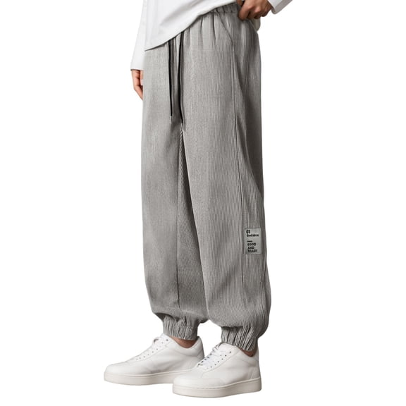 BOOMNY Men's Baggy Pants Solid Color Corduroy Pants for Men Straight Leg Loose Warm Fall Winter Trousers With Pocket