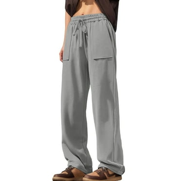 BOOMNY Men's Baggy Pants Solid Color Linen Sweatpants for Men Wide Leg Plus Size Loose Fall Winter Trousers With Pocket