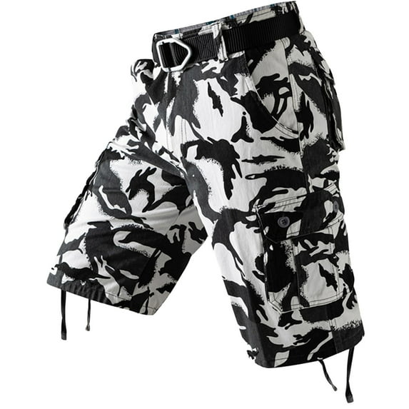 BOOMNY Men's Shorts Casual Camo Printed Elastic Waist Drawstring Capri Pants For Man Soft Loose Fit Summer Shorts Comfy Mens Dailywear