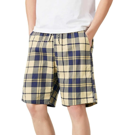 BOOMNY Men's Shorts Casual Plaid Prints Oversized Elastic Waist Drawstring Beach Shorts For Man Soft Loose Fit Summer Workout Shorts Comfy Mens Dailywear