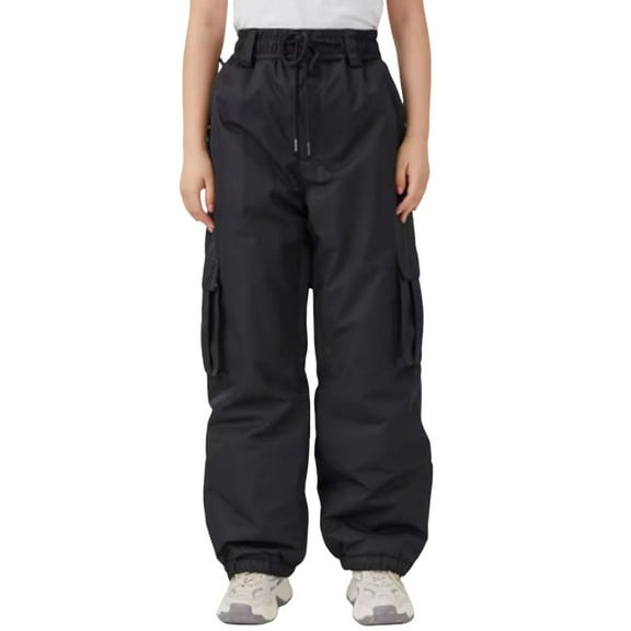 BOOMNY Men's Skiing Pants Solid Color Thick Ski Pants for Men Wide Leg Windproof Waterproof Warm Thermal Fall Winter Snowboarding Snow Pants With Pocket