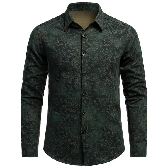 CONZONE Mens 70S Disco Buttons Down Shirts Long Sleeve Hippie Shirts for Men Trendy Floral Graphic Lapel Soft Lightweight Tops
