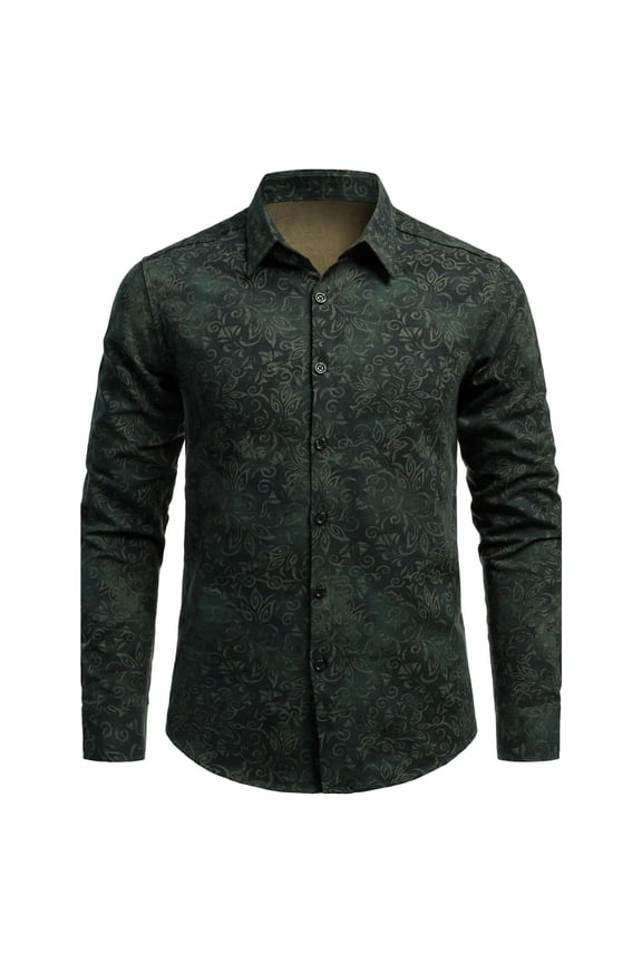 Mens 70S Disco Buttons Down Shirts Long Sleeve Hippie Shirts for Men Trendy Floral Graphic Lapel Soft Lightweight Tops