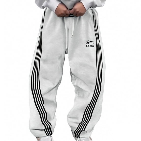 BOOMNY Mens Baggy Sweatpants Wide Leg Pants for Men Streetwear Elastic Waist Drawstring Graphic Y2K Athletic Jogger Pant With Pocket