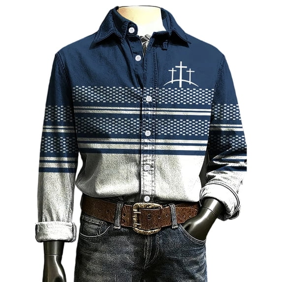 CONZONE Mens Buttons Down Shirts Long Sleeve Shirts for Men Trendy Patchwork Color Lapel Soft Lightweight Tops