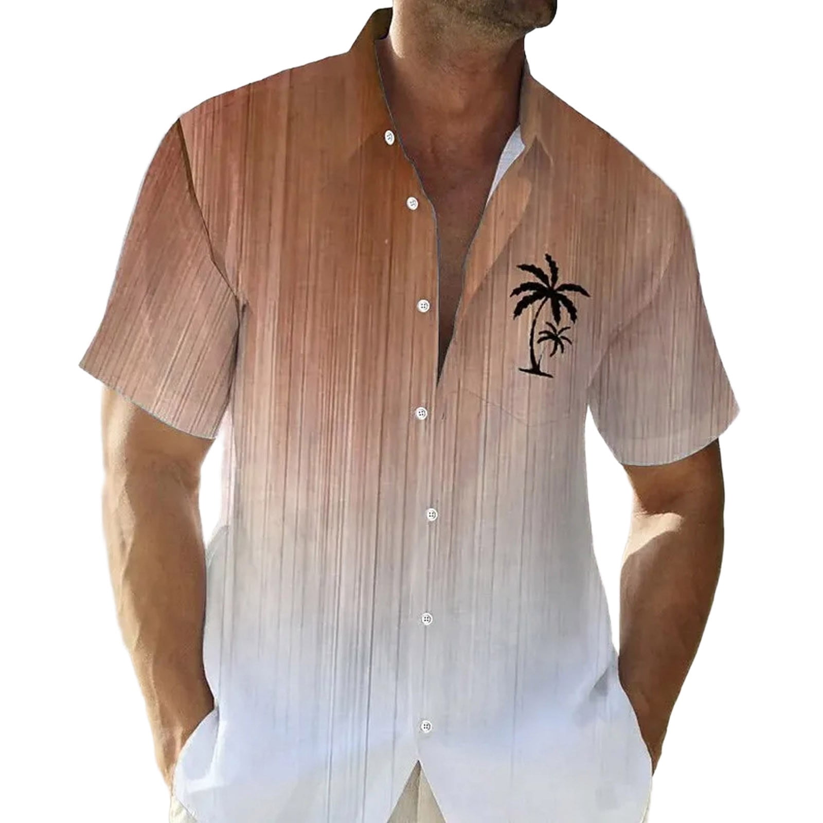 CONZONE Mens Buttons Down Shirts Short Sleeve Beach Shirts for Men ...