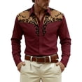 thumbnail image 1 of CONZONE Mens Buttons Down Shirts Short Sleeve Shirts for Men Trendy Western Cowboy Graphic Lapel Soft Lightweight Tops, 1 of 4