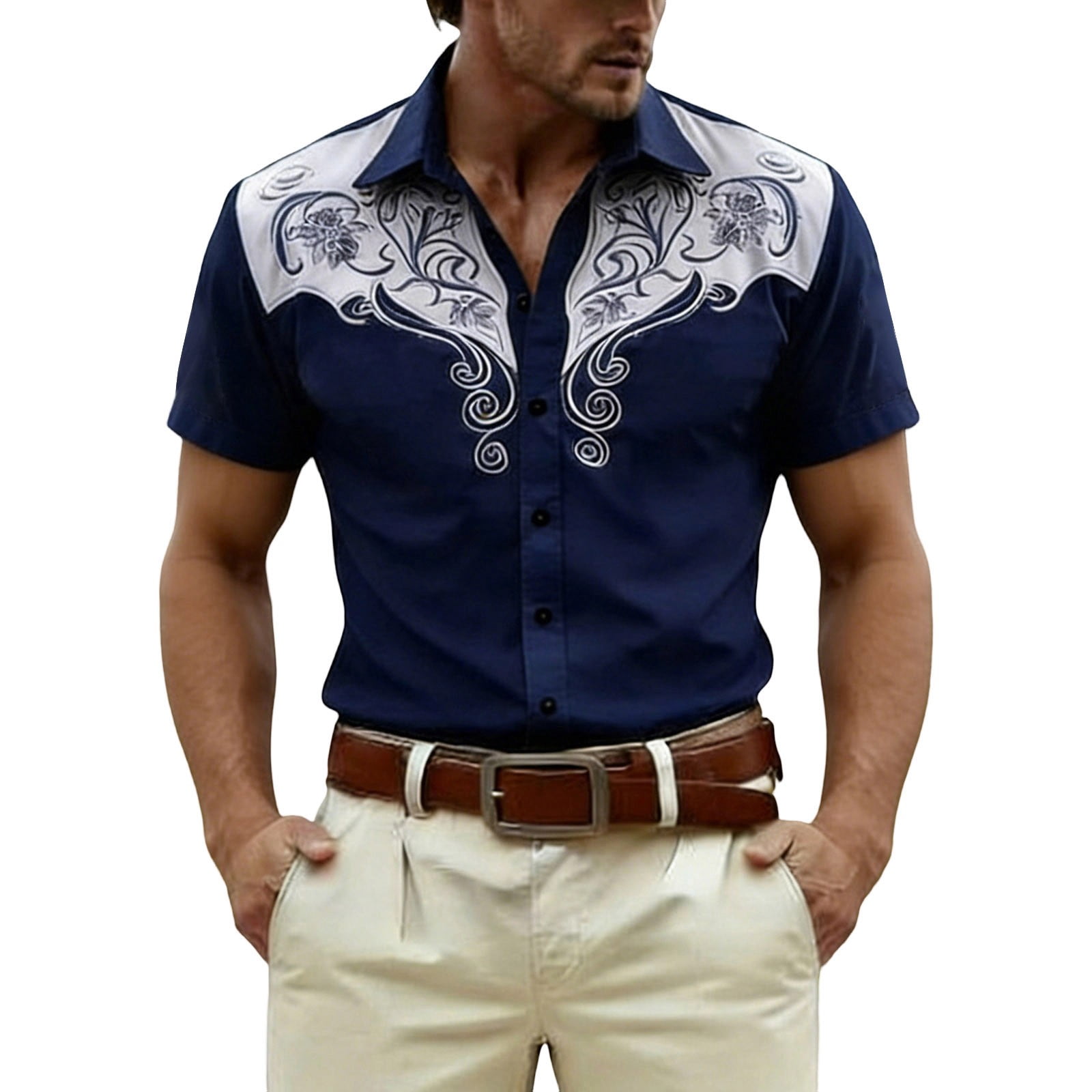 BOOMNY Mens Buttons Down Shirts Short Sleeve Shirts for Men Trendy ...