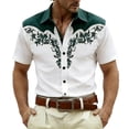 thumbnail image 1 of CONZONE Mens Buttons Down Shirts Short Sleeve Shirts for Men Trendy Western Cowboy Graphic Lapel Soft Lightweight Tops, 1 of 4