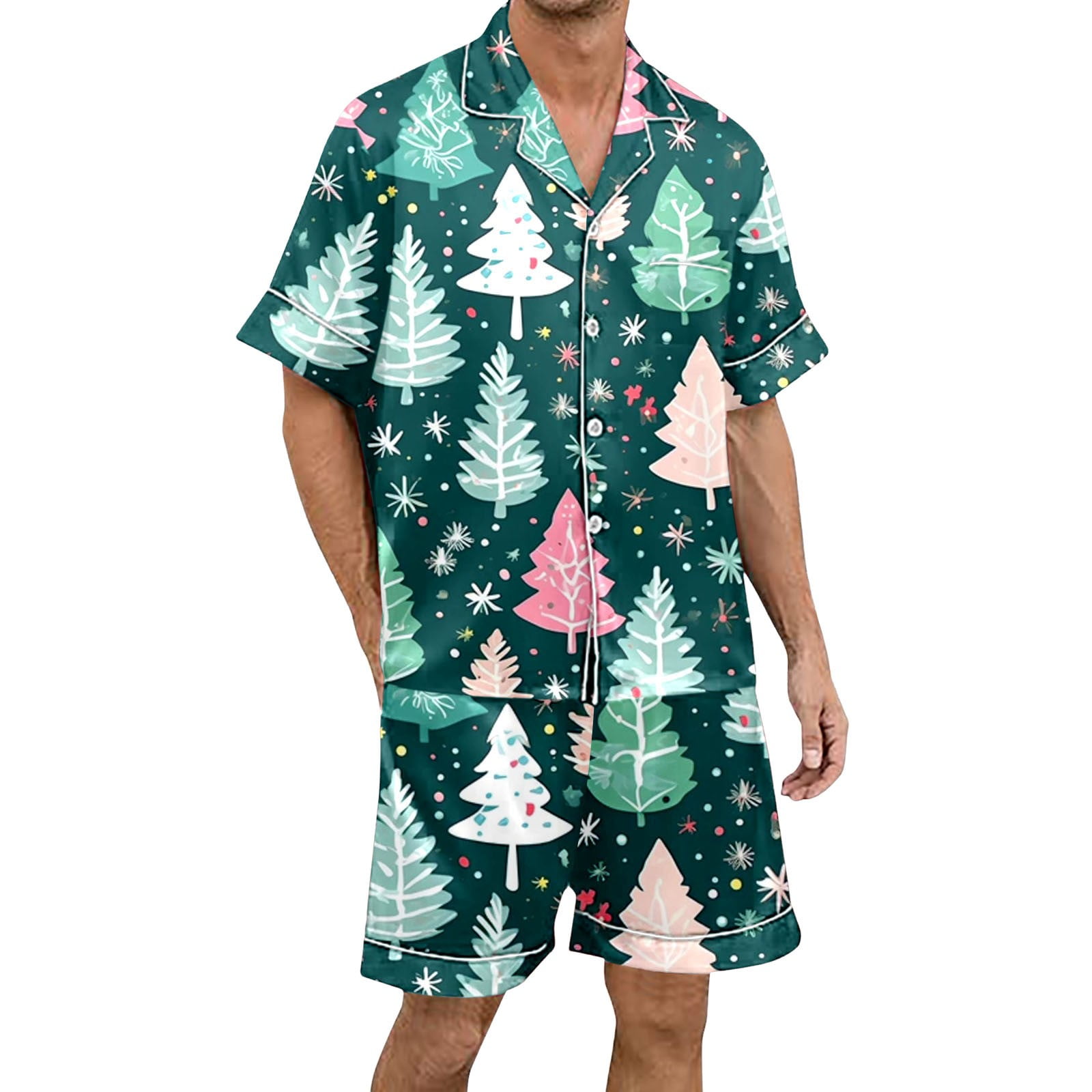 BOOMNY Mens Christmas Pajama Sets 2 Peice Pjs Set for Men Short Sleeve ...