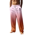 thumbnail image 1 of BOOMNY Mens Hawaii Linen Pants Wide Leg Pants for Men Loose Fit Elastic Waist Drawstring Tropical Graphic Summer Beach Pant With Pocket, 1 of 4