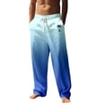 thumbnail image 1 of BOOMNY Mens Hawaii Linen Pants Wide Leg Pants for Men Loose Fit Elastic Waist Drawstring Tropical Graphic Summer Beach Pant With Pocket, 1 of 4