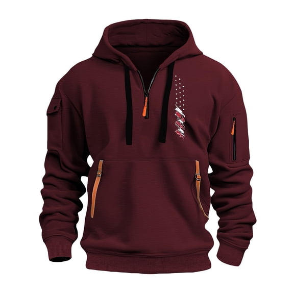 BOOMNY Mens Hoodies Long Sleeve Hoodie for Men Casual Graphic Half Zip Pullover Hooded Sweatshirt Cozy Fall Winter Hoodies With Pocket