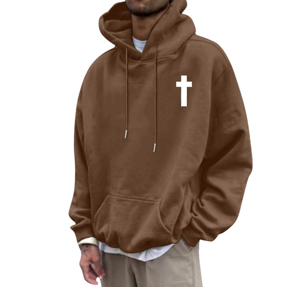 BOOMNY Mens Hoodies Long Sleeve Hoodie for Men Letter Graphic Y2K Soft Warm Pullover Hooded Sweatshirt Cozy Fall Winter Hoodies With Pocket