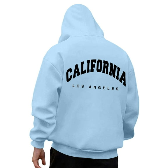 BOOMNY Mens Hoodies Long Sleeve Hoodie for Men Letter Graphic Y2K Soft Warm Pullover Hooded Sweatshirt Cozy Fall Winter Hoodies With Pocket