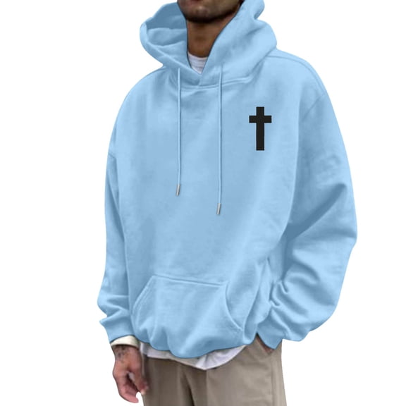 BOOMNY Mens Hoodies Long Sleeve Hoodie for Men Letter Graphic Y2K Soft Warm Pullover Hooded Sweatshirt Cozy Fall Winter Hoodies With Pocket