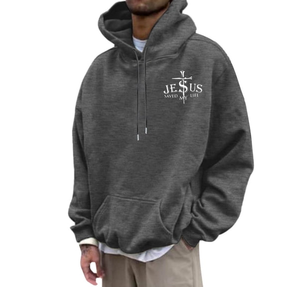 BOOMNY Mens Hoodies Long Sleeve Hoodie for Men Letter Graphic Y2K Soft Warm Pullover Hooded Sweatshirt Cozy Fall Winter Hoodies With Pocket