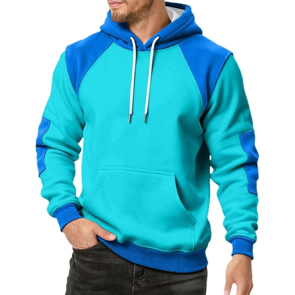 BOOMNY Mens Hoodies Long Sleeve Hoodie for Men Patchwork Color Soft Warm Pullover Hooded Sweatshirt Cozy Fall Winter Hoodies With Pocket