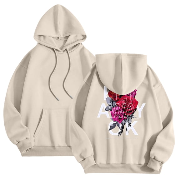 BOOMNY Mens Hoodies Long Sleeve Hoodie for Men Rose Letter Graphic Y2K Soft Warm Pullover Hooded Sweatshirt Cozy Fall Winter Hoodies With Pocket