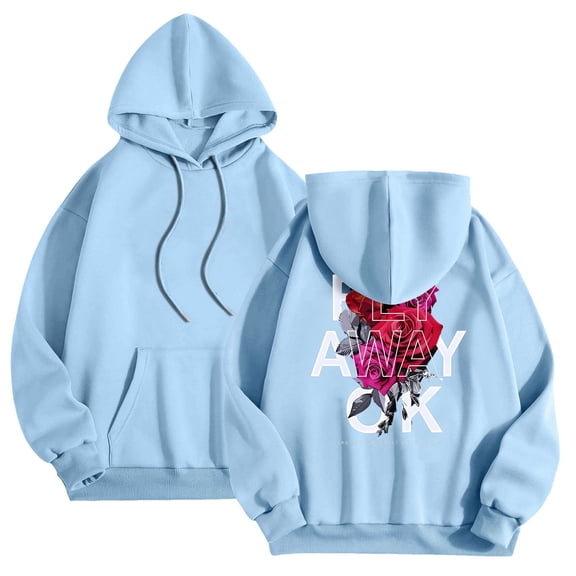 BOOMNY Mens Hoodies Long Sleeve Hoodie for Men Rose Letter Graphic Y2K Soft Warm Pullover Hooded Sweatshirt Cozy Fall Winter Hoodies With Pocket