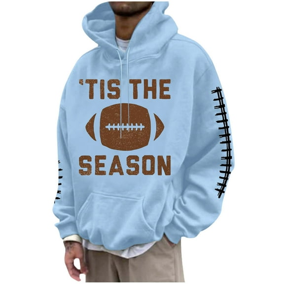 BOOMNY Mens Hoodies Long Sleeve Hoodie for Men Rugby Graphic Y2K Soft Warm Pullover Hooded Sweatshirt Cozy Fall Winter Hoodies With Pocket