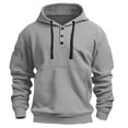 thumbnail image 1 of BOOMNY Mens Hoodies Long Sleeve Hoodie for Men Solid Color Buttons Soft Warm Pullover Hooded Sweatshirt Cozy Fall Winter Hoodies With Pocket, 1 of 4