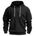 thumbnail image 1 of BOOMNY Mens Hoodies Long Sleeve Hoodie for Men Solid Color Buttons Soft Warm Pullover Hooded Sweatshirt Cozy Fall Winter Hoodies With Pocket, 1 of 4
