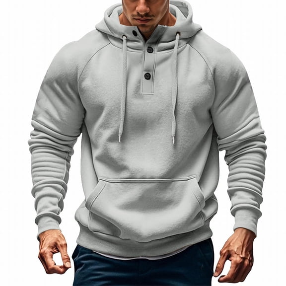 BOOMNY Mens Hoodies Long Sleeve Hoodie for Men Solid Color Plus Size Soft Warm Pullover Hooded Sweatshirt Cozy Fall Winter Hoodies With Pocket