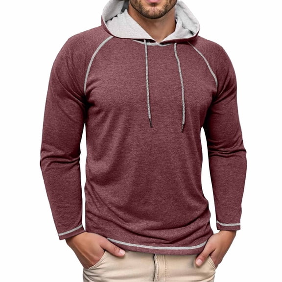 BOOMNY Mens Hoodies Long Sleeve Hoodie for Men Solid Color Streetwear Soft Warm Pullover Hooded Sweatshirt Cozy Fall Winter Hoodies With Pocket