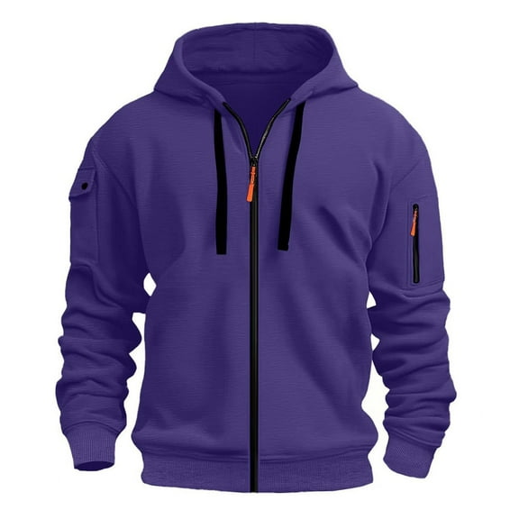 BOOMNY Mens Hoodies Long Sleeve Hoodie for Men Solid Color Thick Zip Up Pullover Hooded Sweatshirt Cozy Fall Winter Hoodies With Pocket