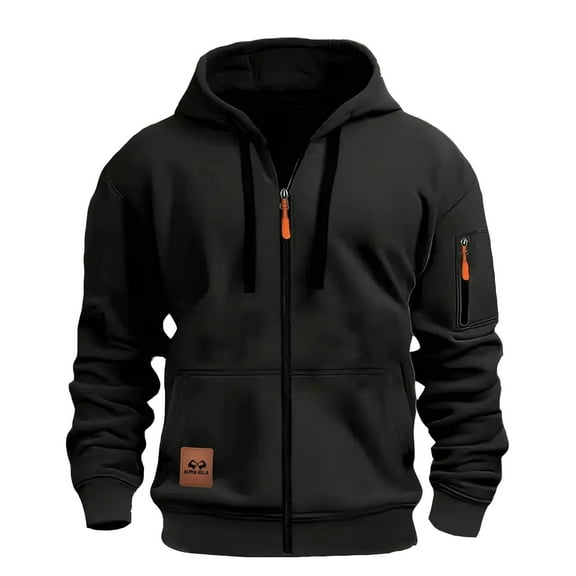 BOOMNY Mens Hoodies Long Sleeve Hoodie for Men Solid Color Zip Up Pullover Hooded Sweatshirt Cozy Fall Winter Hoodies With Pocket