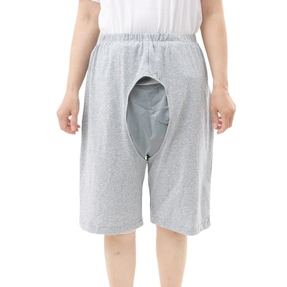 BOOMNY Mens Pajama Pants Sleep Shorts for Men Solid Color Bedridden Elderly Easy Wear Car With Pockets Cozy Homewear Loungewear