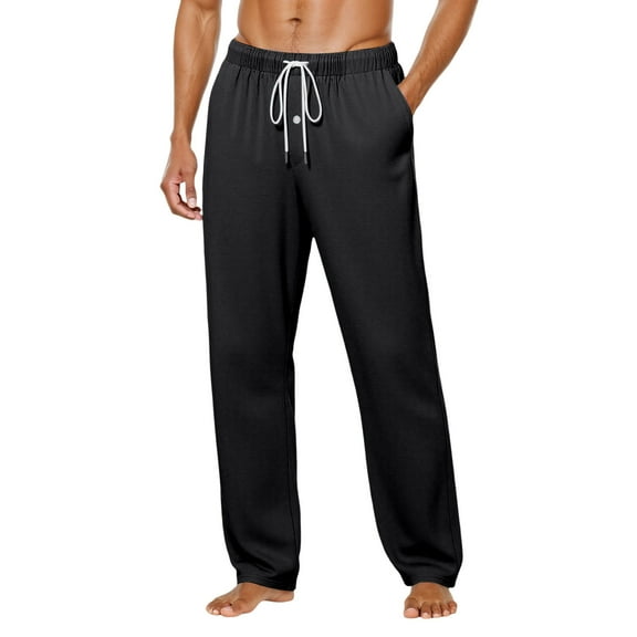BOOMNY Mens Pajama Pants Wide Leg Pajamas Pants for Men Solid Color Soft Pj Bottoms Pant With Pockets Cozy Homewear Loungewear