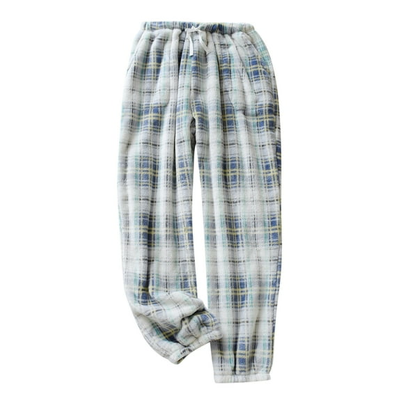 BOOMNY Mens Pajama Pants Wide Leg Thick Flannel Pajamas Pants for Men Plaid Soft Pj Bottoms Pant With Pockets Warm Fall Winter Homewear Loungewear