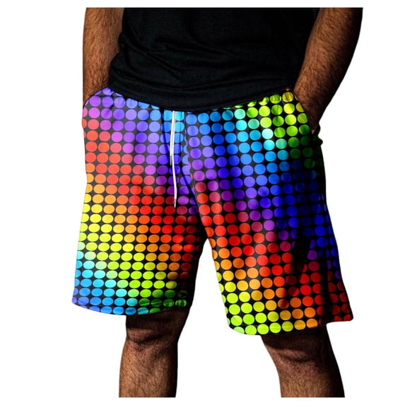 BOOMNY Mens Shorts Casual Colorful Printed Elastic Waist Drawstring Beach Shorts For Man Soft Loose Fit Summer Workout Shorts Comfy Mens Dailywear