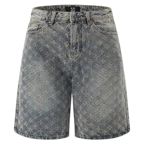 BOOMNY Mens Shorts Casual Elastic Waist Drawstring Capri Jeans For Man Soft Loose Fit Denim Shorts Leisure Mens Dailywear