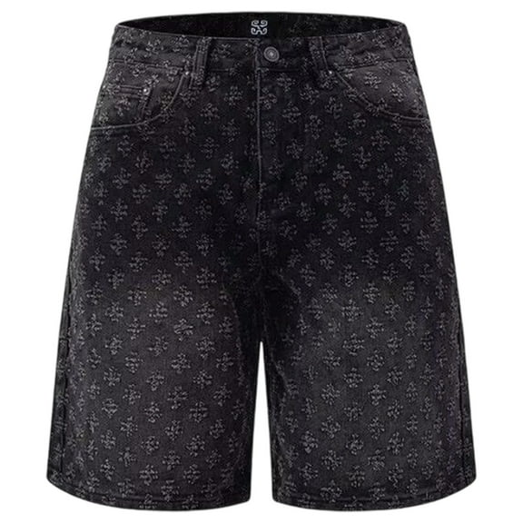 BOOMNY Mens Shorts Casual Elastic Waist Drawstring Capri Jeans For Man Soft Loose Fit Denim Shorts Leisure Mens Dailywear