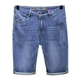 thumbnail image 1 of BOOMNY Mens Shorts Solid Color Buttons Short Jeans For Man Soft Loose Fit Denim Shorts Leisure Mens Dailywear, 1 of 6